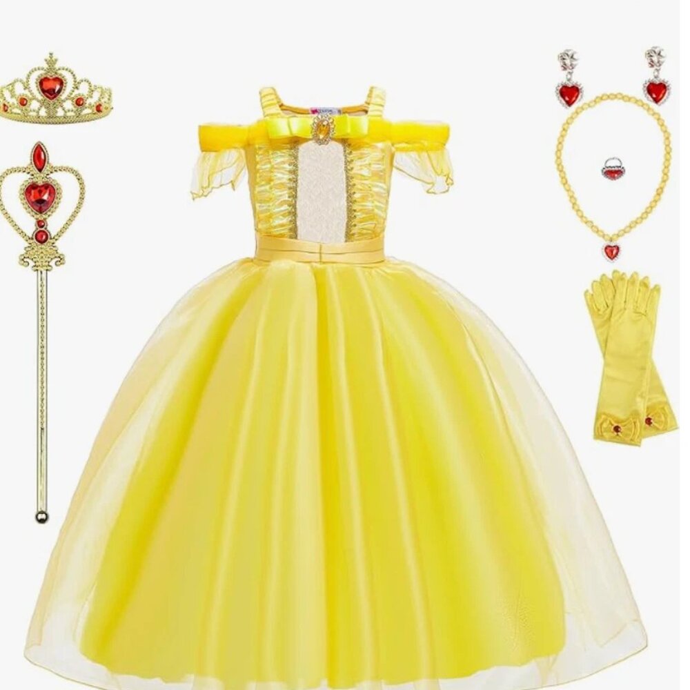 Princess Belle Costumes Halloween Costume Cosplay Dress Girls 9-10yr